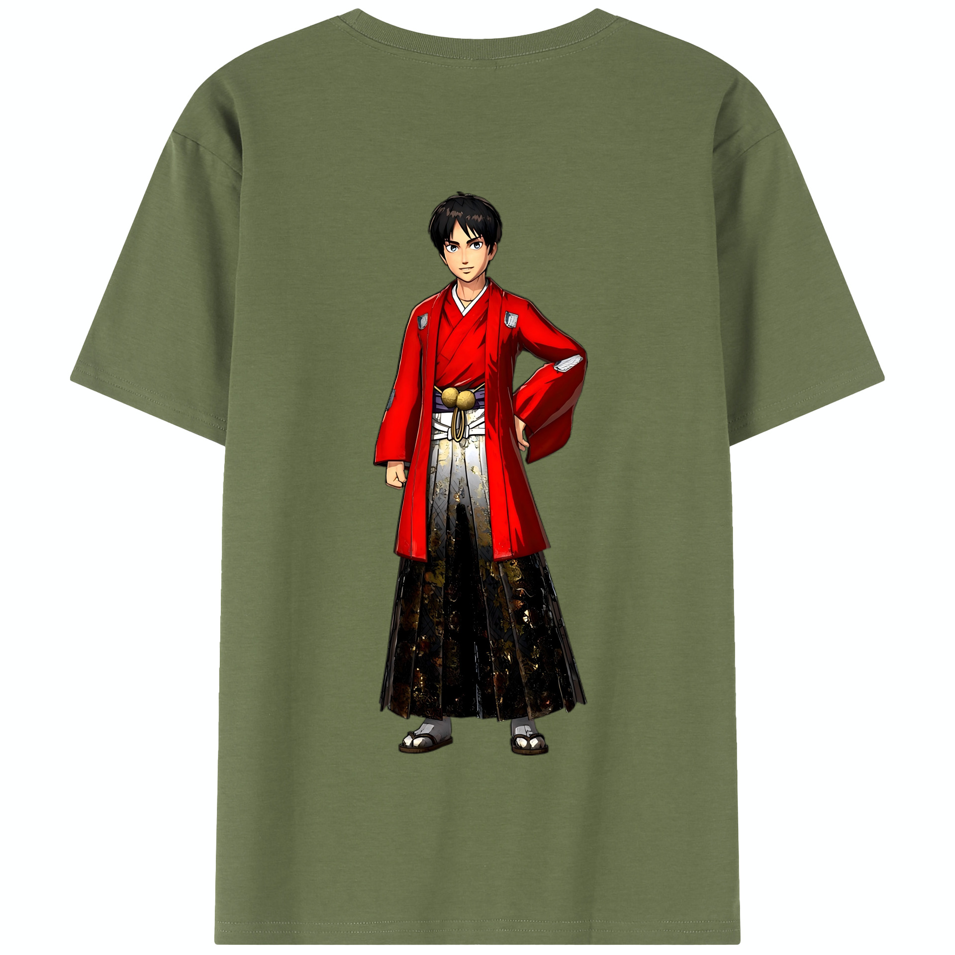 （画像用） 進撃の巨人 エレン･イェーガー Attack on Titan Eren Jäger 綿100％半袖Tシャツ（背面プリント）